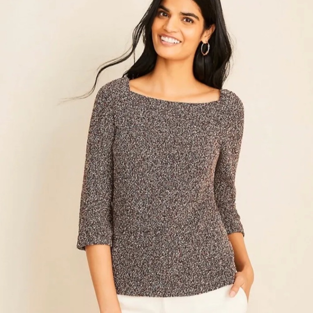 Ann Taylor‎ square neck Boucle textured topNWT . Retail 120
